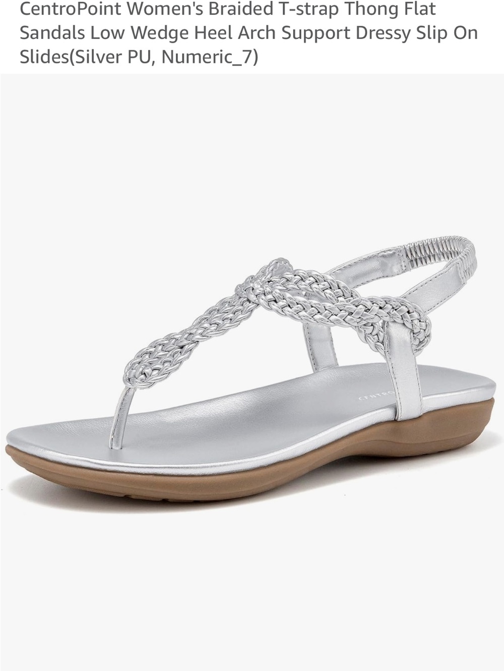 Braided T-Strap Thong Sandals in Silver